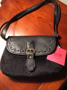 Mossimo Supply Co Purse New  Black faux leather w/front panel in Black Fur - Picture 1 of 4