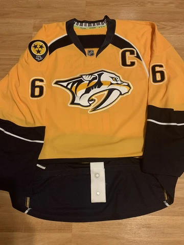 Reebok Edge Authentic Shea Weber Nashville Predators NHL Jersey Gold Yellow 60 Cover