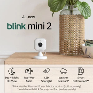 Blink Mini 2 – Plug-in smart security camera, HD night view in colour, built-in - Picture 1 of 6