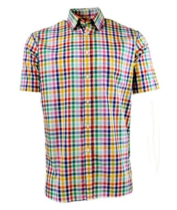 Camicia manica corta Viyella cotone Royal Oxford blur check - Foto 1 di 4