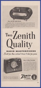 Vintage 1951 ZENITH H511 AC-DC Table H401 3-Way Portable Radio 50's Print Ad - Picture 1 of 1