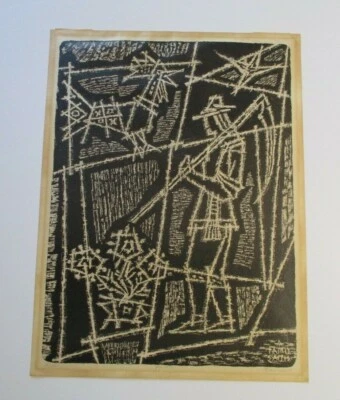 Bloque de madera abstracto de Antanas Tamosaitis (Lituania, 1906-2005) CUBISTA VINTAGE  Foto 1 de 4