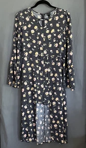 Art Class Girls Gray Floral Walk Trough Romper Dress Size XL (14/16) Long Sleeve - Picture 1 of 10
