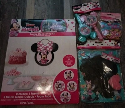  Cumpleaños Disney Minnie Mouse Fiesta Decoración Marco Favores Confeti Lote Z-7 Foto 1 de 4