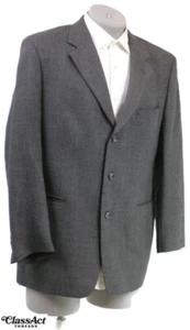 Jos A Bank Gray Houndstooth Wool Blazer Suit Jacket Sport Coat 3 Btn 44R - Picture 1 of 7