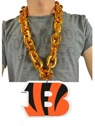 New NFL Cincinnati Bengals Orange Fan Chain Necklace Foam Made in USA Cover