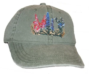 Arctic Flowers Embroidered Cotton Cap NEW Hat Forget Me Not Fireweed Lupine - Picture 1 of 1