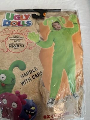 Ugly Dolls OX 3 Piece Green Halloween Costume Child Toddler 3-4, Jumpsuit Gloves - Image 1 of 4