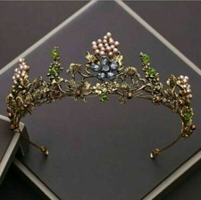 vintage antique style design tiara blue green flowers fairytale queen gothic