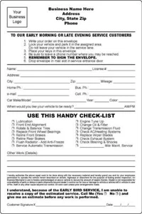 200 Customized Automotive Night Drop Envelopes 6x9 Service Departments - Picture 1 of 1