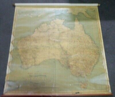 Antique Map Australia Wool Districts Hec Robinson 9th Edition School Wall Chart • 185$