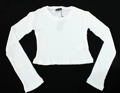 Nasty Gal 女式修身长袖罗纹 T 恤 AP2 白色 尺寸:(美国:8)(英国:12) — 第 1/3 张图片