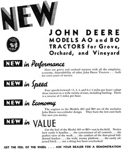 1990 REPRINT JOHN DEERE MODELS AO AND BO GROVE ORCHARD FARM TRACTOR BROCHURE - Picture 1 of 4