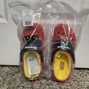 Disney Crocs Unisex Lined Clog Mickey Mouse Children Size J3 Red/Black