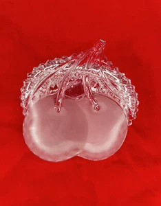 Porta joyas plato baratija cerezas esmerilado con tapa de vidrio transparente con plomo - Imagen 1 de 5