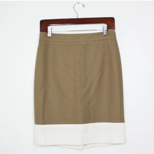 J. Crew Factory Skirt Women's Size 0 Tan Color Block Pencil Wool Blend - Bild 1 von 6