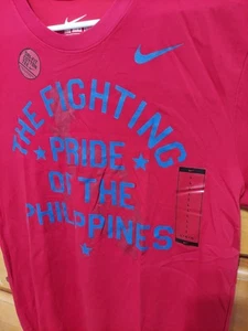 Manny Pacquiao Nike Red T-Shirt Men's Fighting Pride Of The Philippines Size L  - Picture 1 of 4