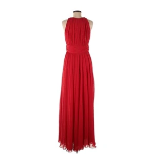 Maxi abito da cocktail Badgley Mischka Collection rosso ciliegia brillante taglia 18 - Foto 1 di 16
