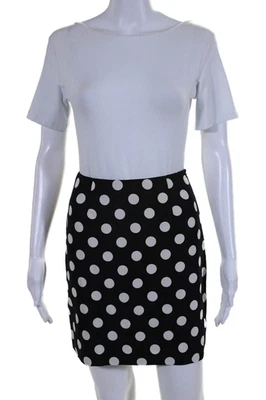 Moschino Barato y Elegante Mujer Cremallera Lateral Lunares Falda Lápiz Negro Blanco Talla 4 Foto 1 de 4