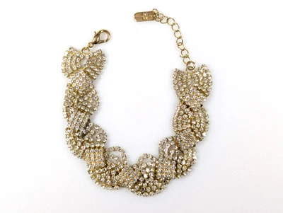 Pulseira de strass Christina Jewelry corrente tom dourado transparente torcida entrelaçada 7" - Imagem 1 de 4