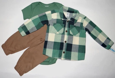 Ropa Bebé Niño, 18 Meses, Carter's Fleece Cardigan, Body y Conjunto Pantalón Foto 1 de 4