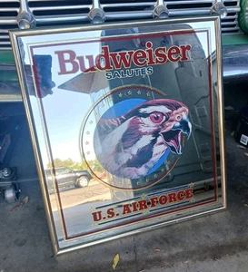 Vintage 1992 Anheuser-Busch Budweiser Salutes U.S Air Force Mirror Made In USA - Picture 1 of 6