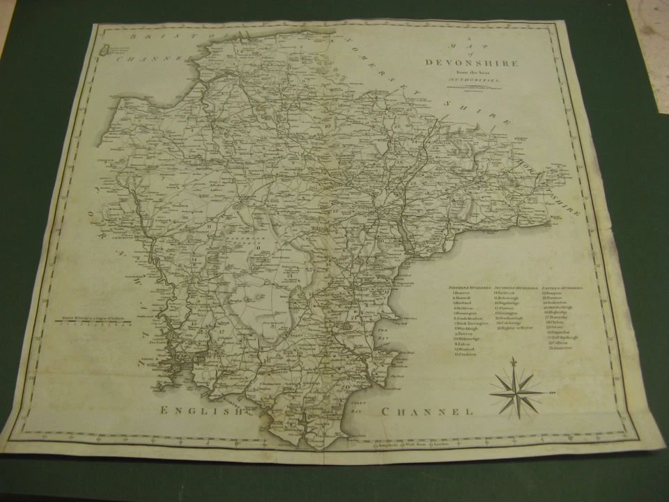 MAPA DE DEVONSHIRE GRANDE ANTIGUO 100 % ORIGINAL DE JOHN CARY EXETER PLYMOUTH HONITON Foto 1 de 1