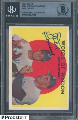 Don Larsen 1959 assinado Topps #383 Words Of Wisdom BGS BAS AUTO - Imagem 1 de 2