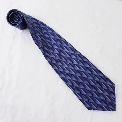 Corbata Stafford Azul Púrpura Geométrica 100% Seda 57 1/2" Largo 3 3/4" Ancho Nueva Sin Etiquetas Foto 1 de 4