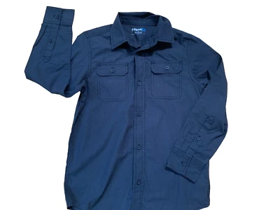 HAWK Black Button Front SHIRT Sz Med Boy (8-10) Cotton/Poly Blend - Image 1 of 4