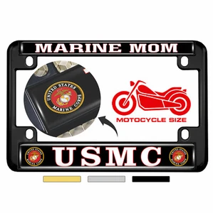 Officially Licensed - USMC - Marine Mom - Motorcycle Metal License Plate Frame - Picture 1 of 31