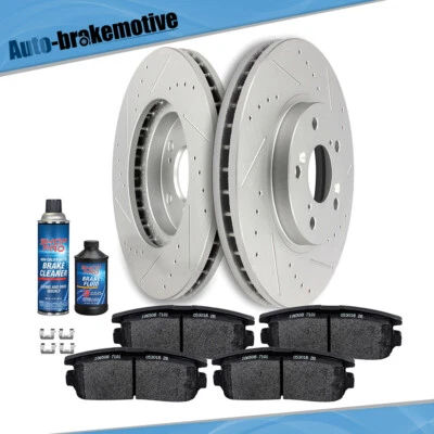 FRONT DRILL SLOT BRAKE ROTORS CERAMIC PADS FOR 2007-2015 Chevrolet Captiva Sport - Image 1 of 4