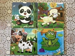 Pack Of 4 Kids Wooden Puzzle 9-piece Panda Jigsaw Girls and Boys Gift - Picture 1 of 10