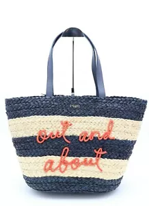 Nuevo con etiquetas Bolso de Mano de Paja Tela Kate Spade Shore Thing Out And About Bolso de Picnic de Playa - Imagen 1 de 7