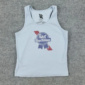 Pabst Blue Ribbon Tank Top Girl XL Blue Logo Fitted Graphic Sleeveless Top Youth - Picture 1 of 12