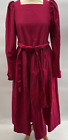 Laura Ashley Vintage langärmeliges Kleid aus roter Baumwolle 12 auf Etikett K12
