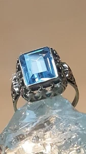 Antiker (alter) Goldring mit Aquamarin GOLD RING ART DECO - Bild 1 von 20