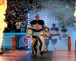 Joey Daccord 2024 Winter Classic Walk Out Seattle Kraken 8x10 NHL Hockey Photo - Picture 1 of 1