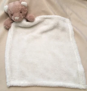 Blankets & Beyond White Brown Teddy Bear Security Blanket Lovey Tan - Picture 1 of 4