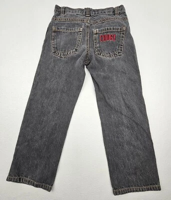 Jeans jeans bordado vintage Coogi meninos tamanho 5 algodão preto logotipo - Imagem 1 de 4