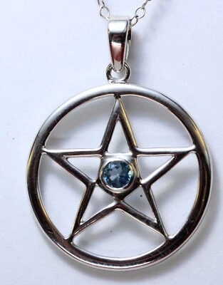 Nobile 0,22 Carati Topazio Blu Stern Rimorchio 925 Argento Collier Sky - Immagine 1 di 4