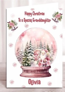 Personalised Christmas Card Snow Globe Daughter Granddaughter Sister Niece Mum - Picture 1 of 2