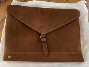 NEU Flume Braun Wildleder Laptoptasche Clutch Tasche - Bild 1 von 6