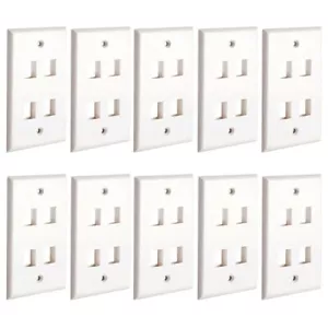 10x 4 Port/Hole 1-Gang Keystone Jack Insert Wall Plate Faceplate A/V Network - Picture 1 of 4