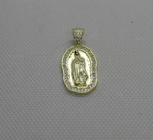 CIONDOLO ARGENTO MADONNA DI GUADALUPE DORATO ZIRCONI BIANCHI MM 14X30 EXPLOIT - Foto 1 di 6