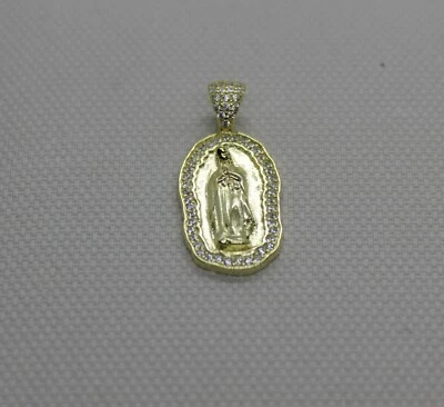 CIONDOLO ARGENTO MADONNA DI GUADALUPE DORATO ZIRCONI BIANCHI MM 14X30 EXPLOIT - Immagine 1 di 4
