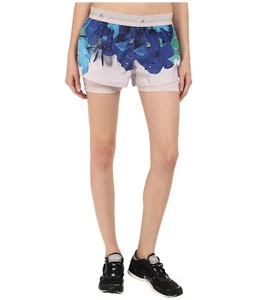 adidas by Stella McCartney 2 in 1 Floral Run Blossom Shorts Stretchy Mesh Size L - Picture 1 of 4