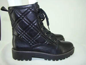 NEW! NORDSTROM RACK BLACK FAUX LEATHER QUILTED ANKLE BOOTS SIZE 12 C134 - Picture 1 of 11
