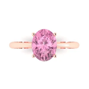 2 tcw Oval Cut Engagement Ring for Women, 14K Rose Gold Pink Promise Ring - Picture 1 of 11