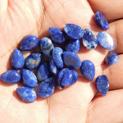Natural Sodalite Pear 4x6 mm to 15x20 mm Cabochon Loose Gemstone Lot - Image 1 of 4